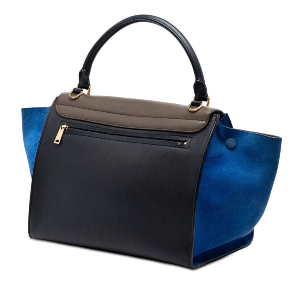 Pre-Loved Celine Medium Tricolor Calfskin and Suede Trapeze Satchel - Picture 2 of 7